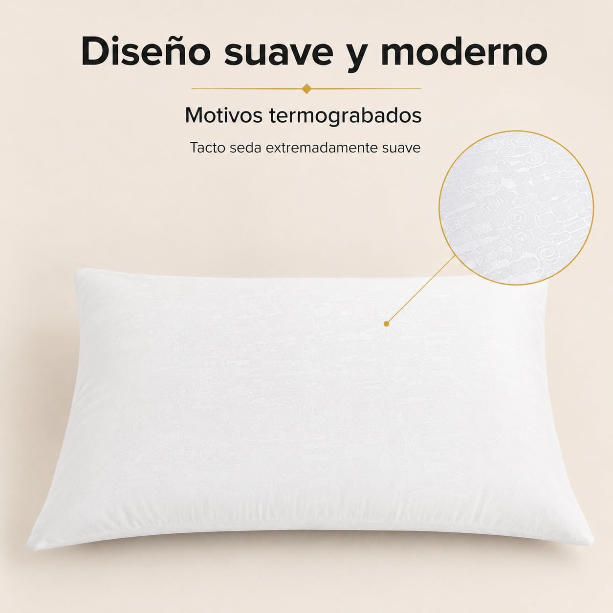 Moshy Almohada de Fibra Altea, Firmeza Media-Blanda y Altura Media, Transpirable, Funda de Microfibra Tacto Seda (150 cm)