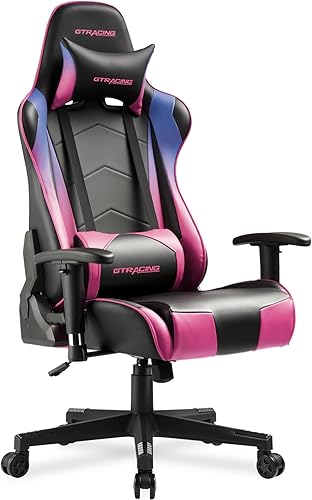 GTRACING Silla de juegos de carreras, oficina, computadora, ergonómica, silla de videojuegos, respaldo y asiento, reclinable, giratoria, altura
