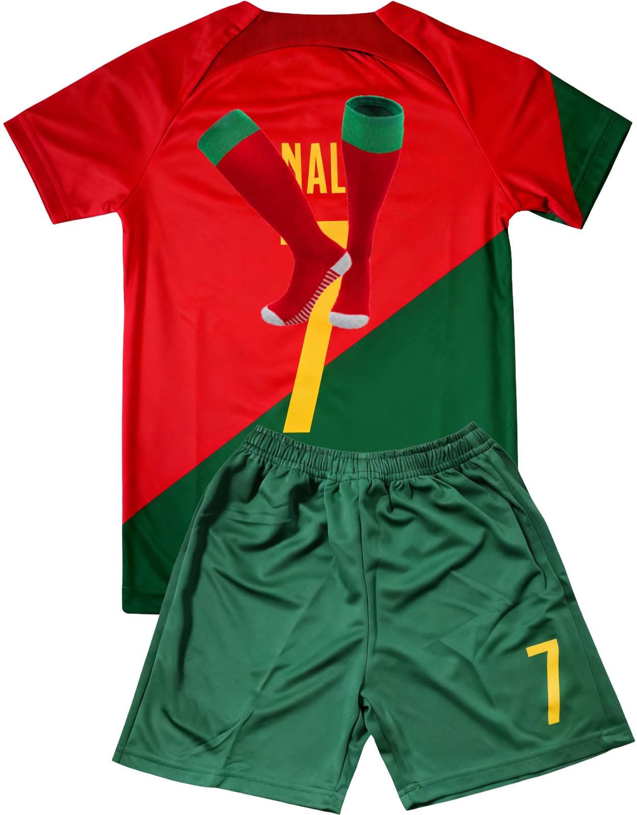 Soccer Jerseys Kids 7#10 Football Sports Fan for Boys Girls Youth Soccer Shirts and Shorts Stockings Set for 4-14 Years 8-9 Years Red