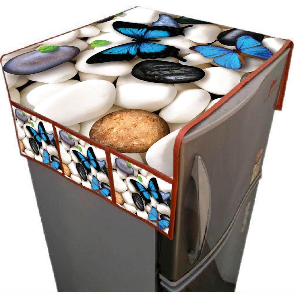 Blenzza Deco™ Waterproof Digital Print Fridge Top Cover with 6 Pockets(53 * 102 Cms Or 21 * 41 inches) (Design 4)