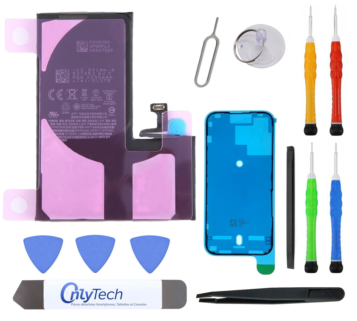 Batteria Premium di Ricambio per iPhone 15 Pro - 3274mAh, qualità identica - Kit 12 Strumenti Professionali e adesivo per schermo Inclusi