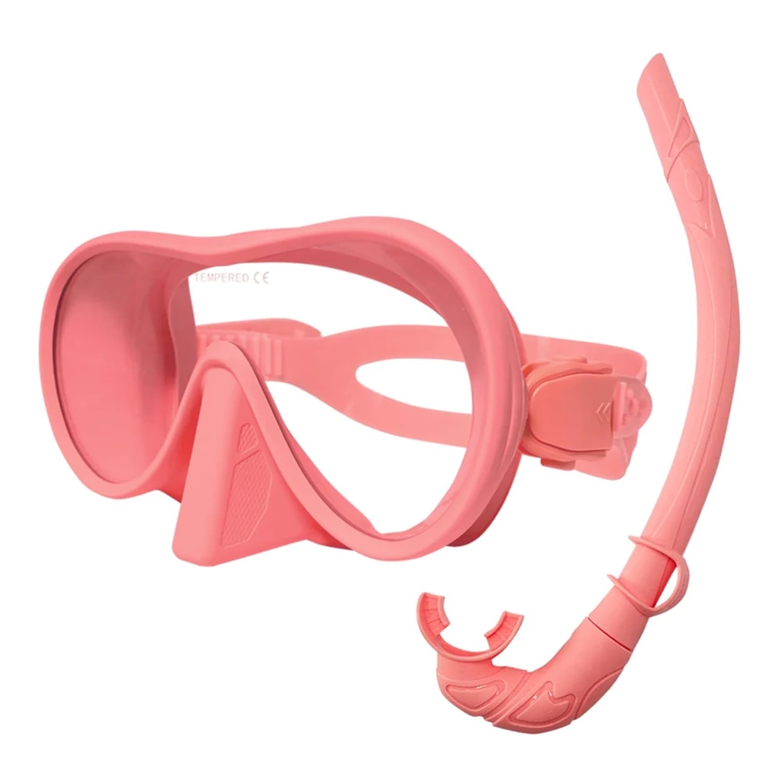 Buceo Máscara de Snorkel Espejo Facial antivaho para esnórquel de 180°, máscara de Buceo en Aguas Profundas, Gafas de Buceo con Tubo respiratorio(Pink)