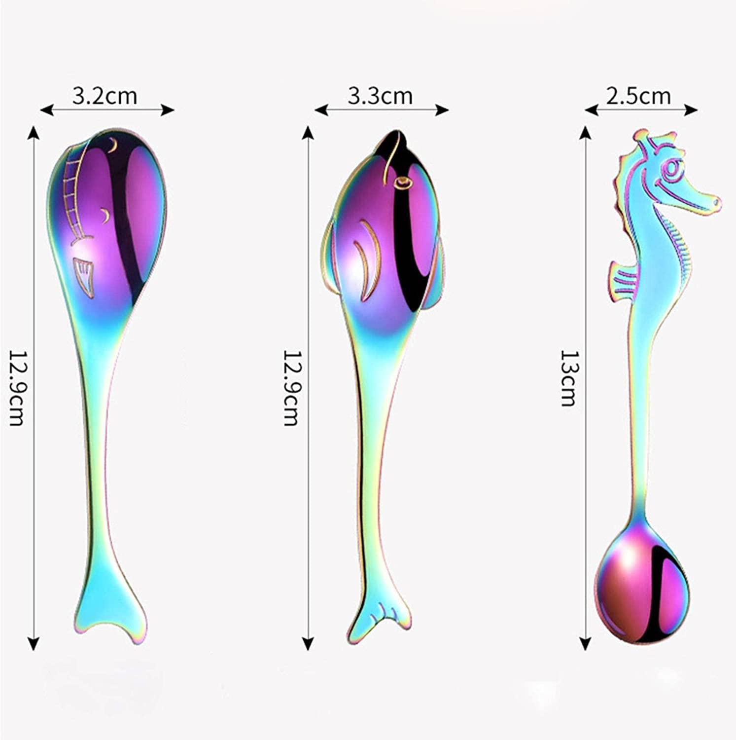 Cucharas De Mesa Hippocampus/Dolphin Forma de ballena Cucharas acero inoxidable Cuchara café creativo Postre Té helado Cocina Herramientas Vajilla Sopa Antigoteo Servir(Whale Multicolor)