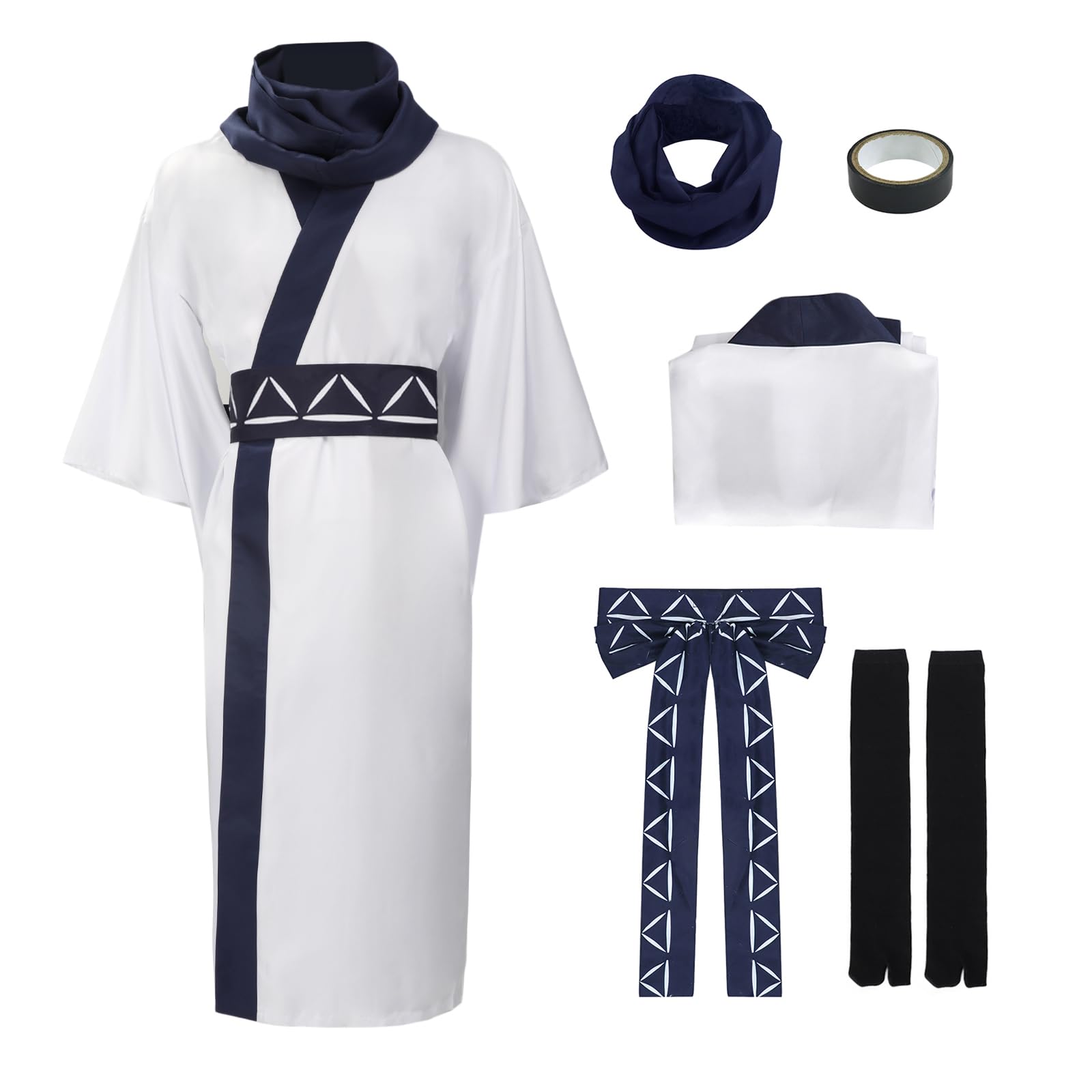 C-ZOFEK Men's US Size Anime Cosplay Costume White Kimono Outfit with Waistband Halloween