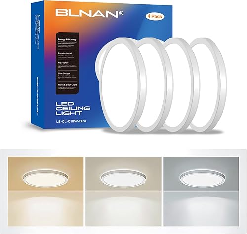 BLNAN Lámpara LED de techo empotrada, 8.66 pulgadas, 18 W, 3000 K4000 K5000 K, lámpara blanca redonda ultrafina para cocina, porche, dormitorio,