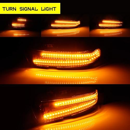 Miniatura 5 de ADIIL Lente ahumada dinámica secuencial intermitente, espejo lateral LED, montaje de luz de giro compatible con Mercedes Benz C, E, S, CLA CLS, GLK