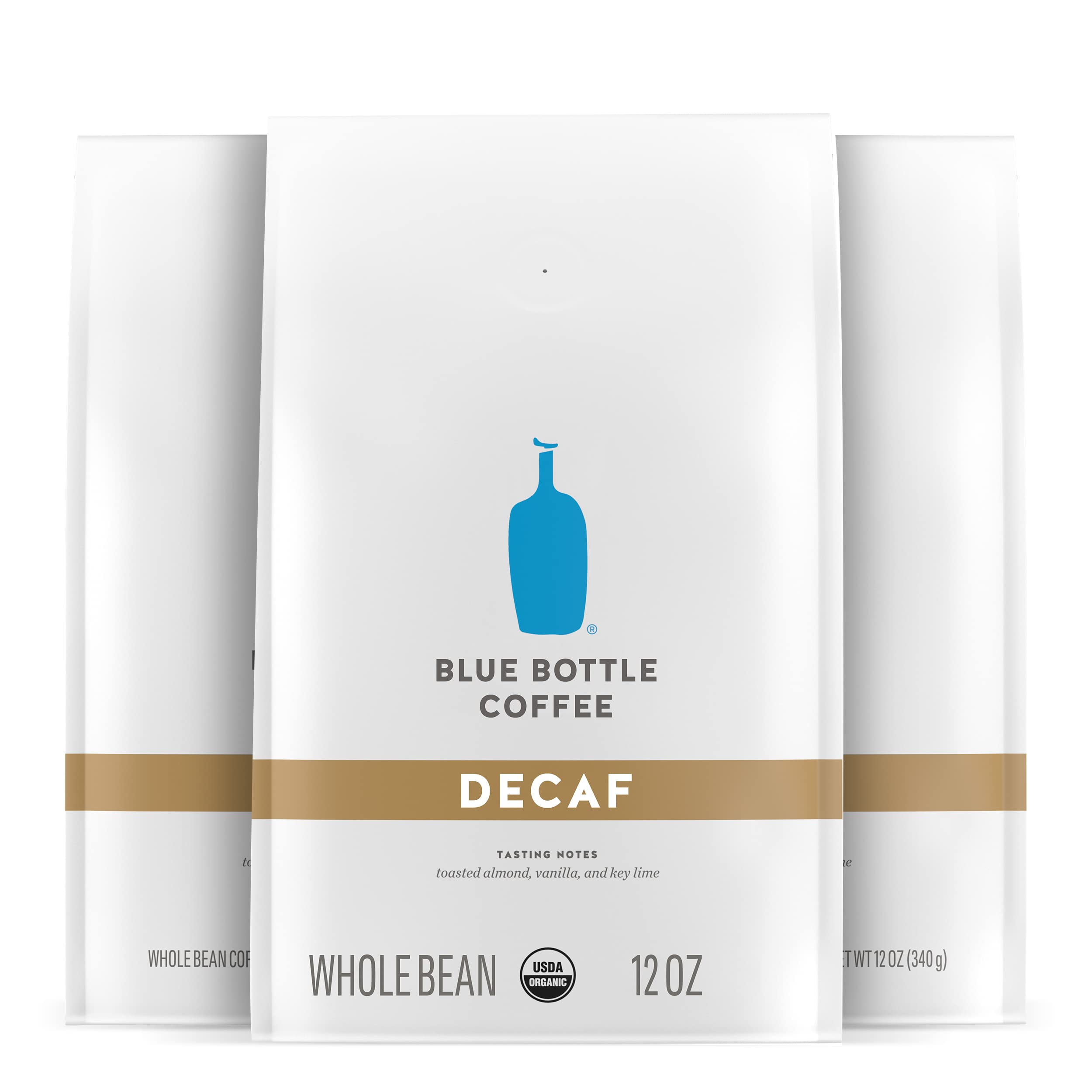 Blue Bottle Whole Bean Organic Coffee, Decaf, Medium Roast, 12 Ounce bag (Pack of 3)