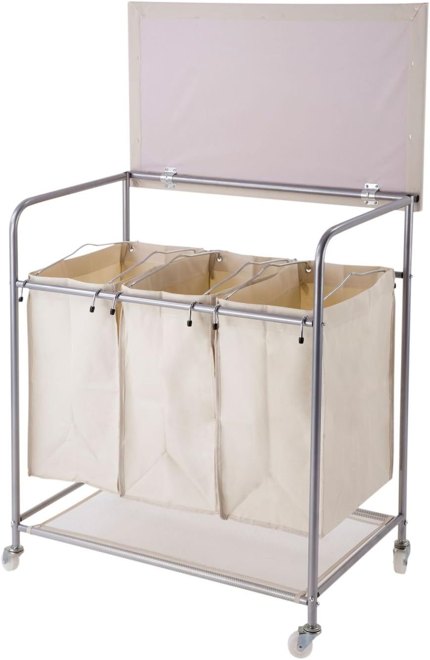 Heavy Duty Laundry Sorter with Ironing Board and Wheels