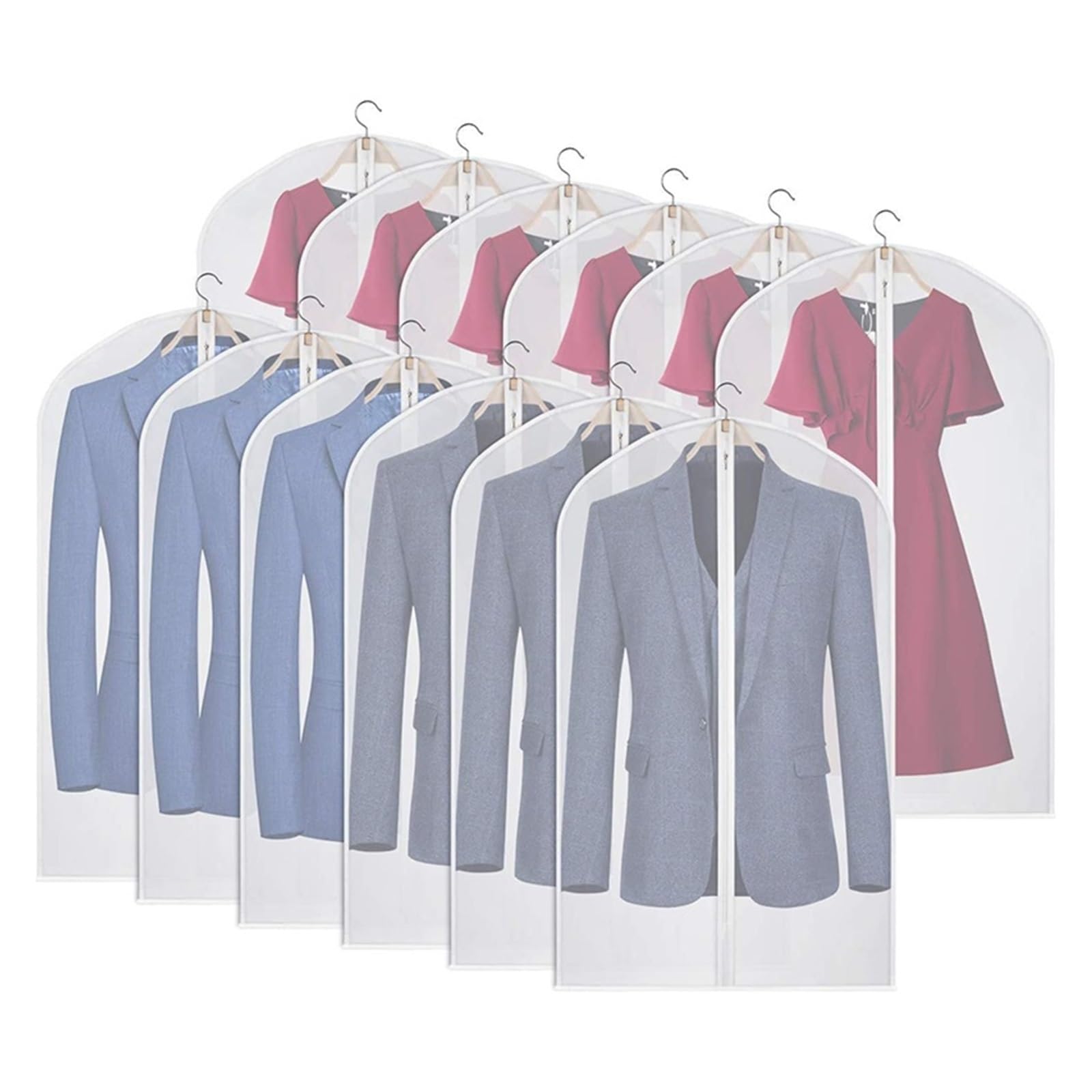 Garment Bag 3/5/7pcs Garment Bags Clothes Covers Protecting Dusts Hanging With Zipper For Closet Storage(3 Pcs,60x100cm)