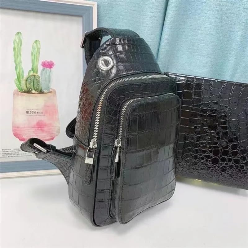 Authentic Exotic Crocodile Belly Skin Men's Casual Chest Bag Messenger Bag Genuine Real Alligator Leather Male Crossbody Bag4