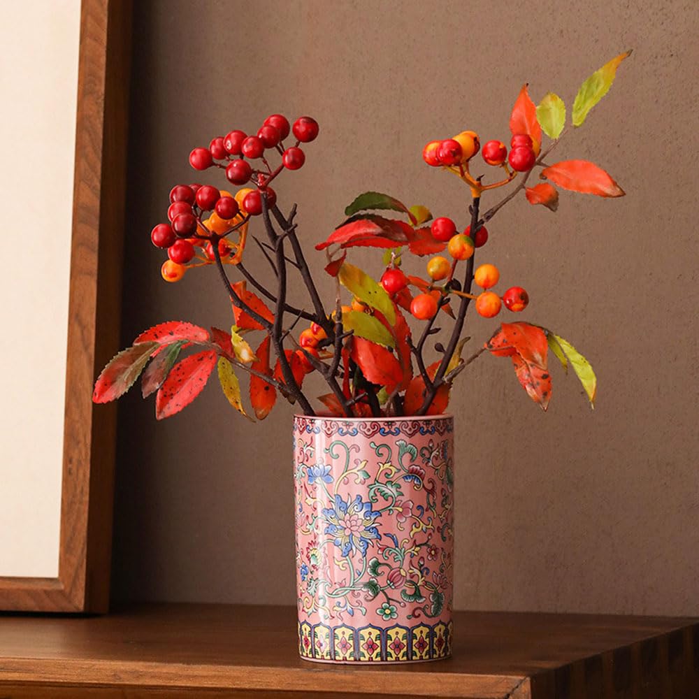 asdchZen Jingdezhen Ceramic Vase,Chinoiserie Flower Vase Handmade Home Decorative Vase For Decorative Dried Flowers Or Dining Table Centerpieces,8 * 12.2cm