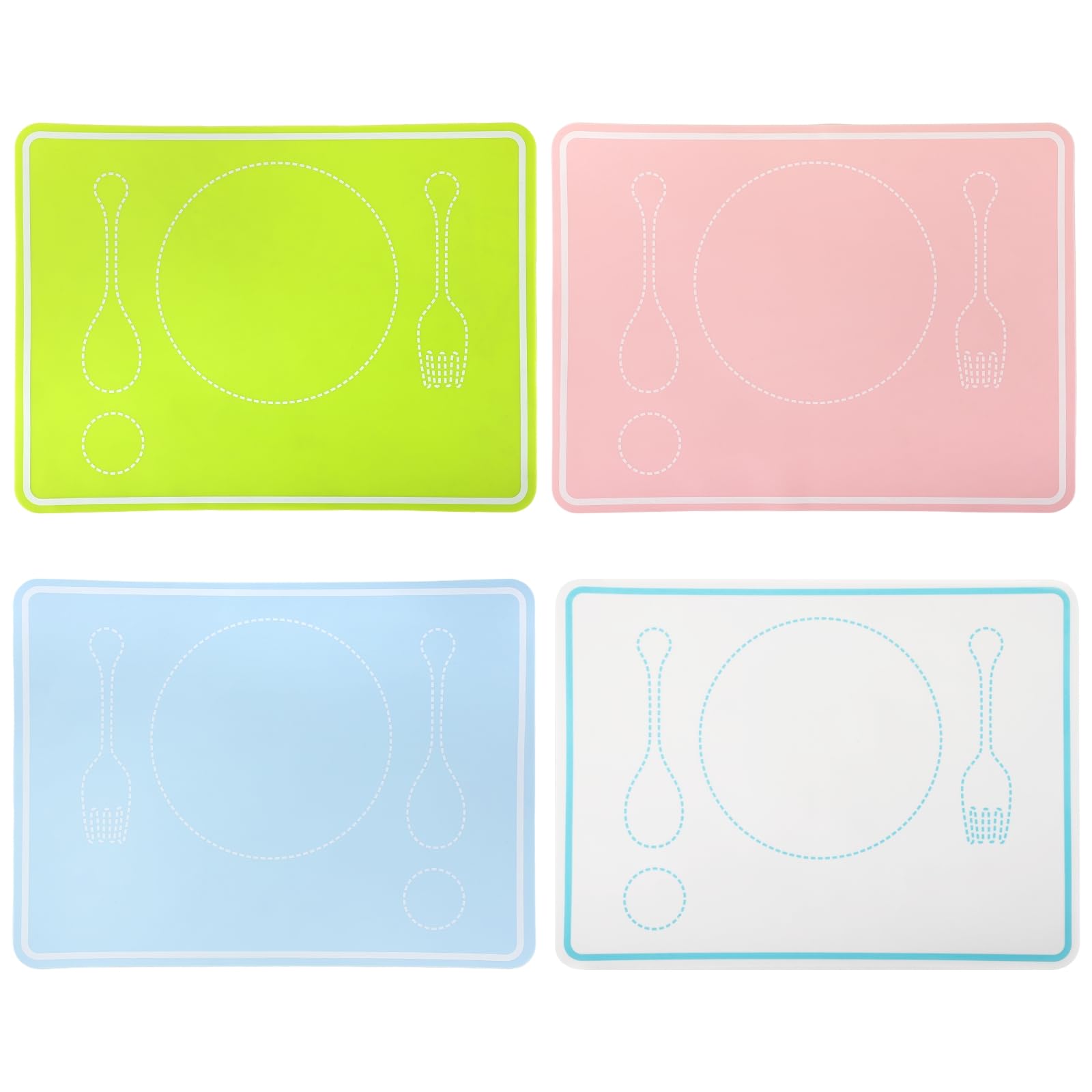 Set di 4 tovagliette all'americana in silicone, 40,6 x 30,5 cm, antiscivolo, per portaposate, 4 colori, per casa e uso quotidiano