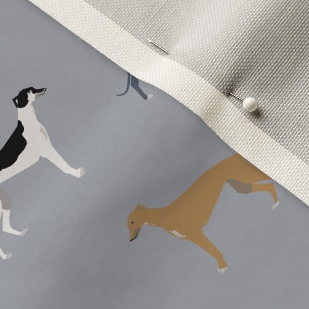 Spoonflower Fabric - Greyhounds Pattern Grey Greyhound Dog Dogs Puppy Home Decor Pet Printed on Upholstery Velvet Fabric Fat Quarter - Upholstery Home Decor Bottomweight Apparel