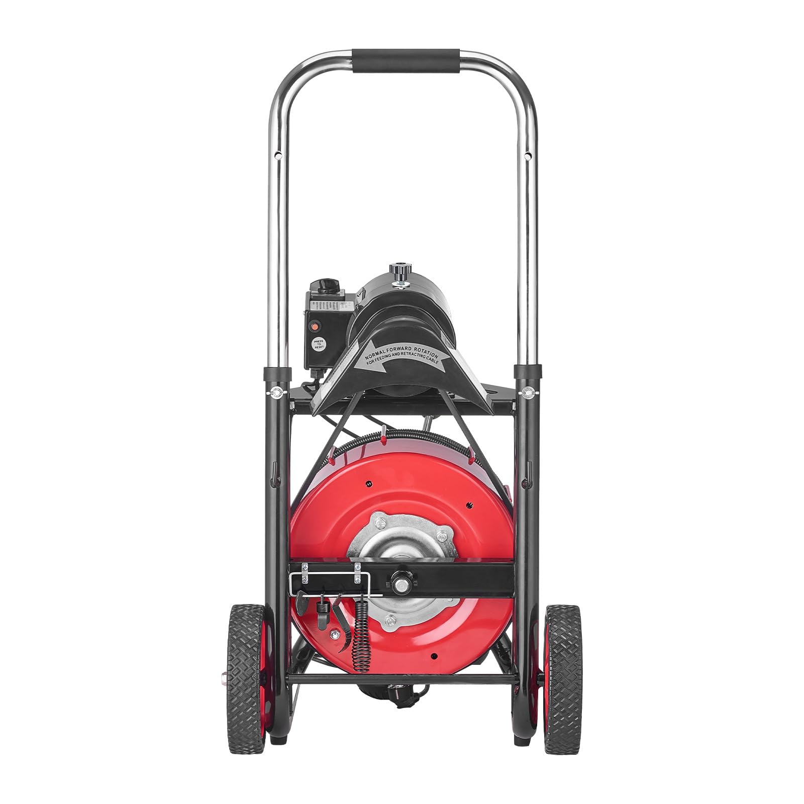 VEVOR D1000 środek czyszczący 370 W z 8 nożami i przełącznikiem nożnym aktywowanym powietrzem do rur 5 cm do 10 cm, czerwony + czarny