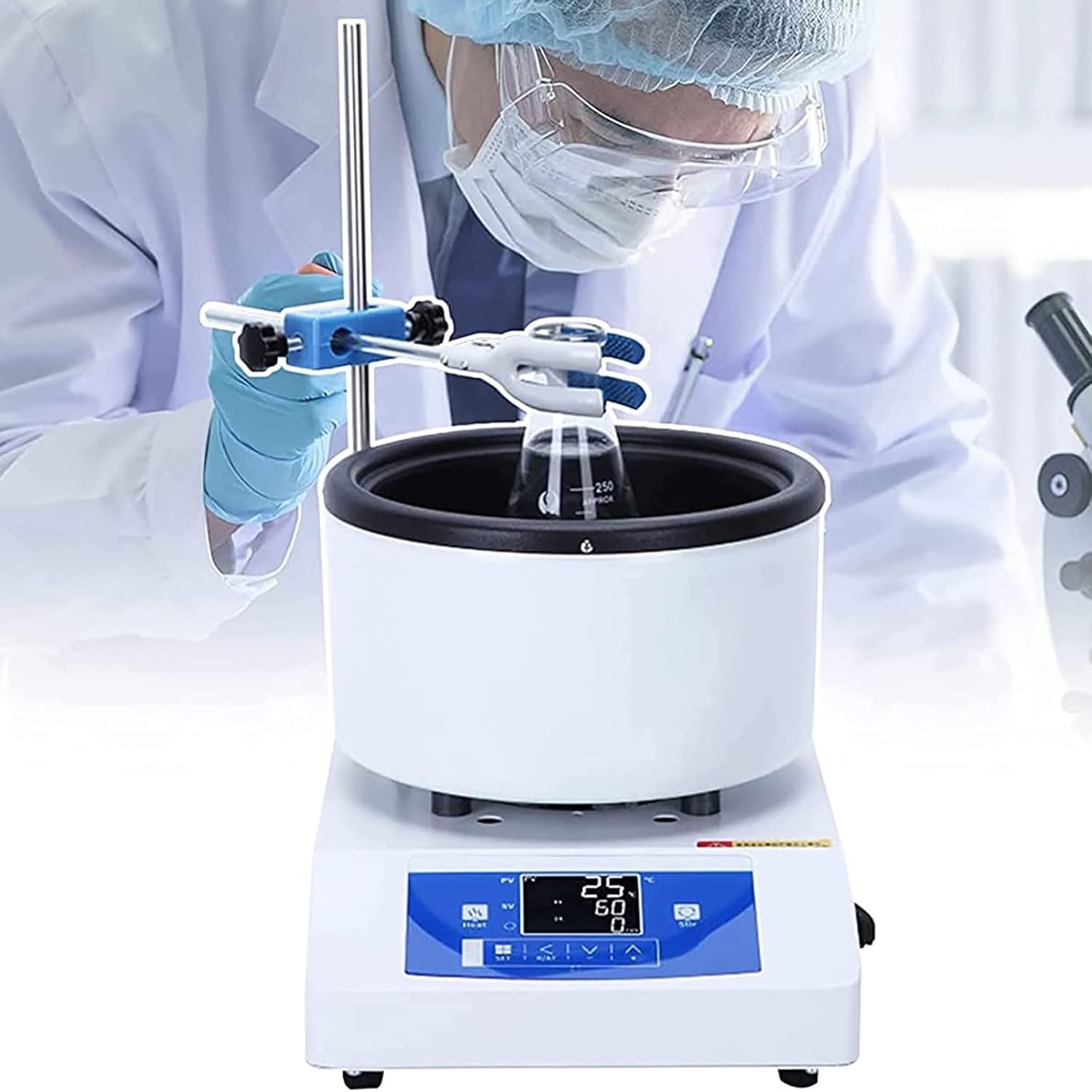 Mieszadło magnetyczne płyta grzewcza, mikser grzewczy płyta grzewcza, laboratoryjny magnetyczny garnek grzewczy z wyświetlaczem LED, 50-2000 obr./min, kąpiel wodna 100℃, kąpiel olejowa 250℃, do labora