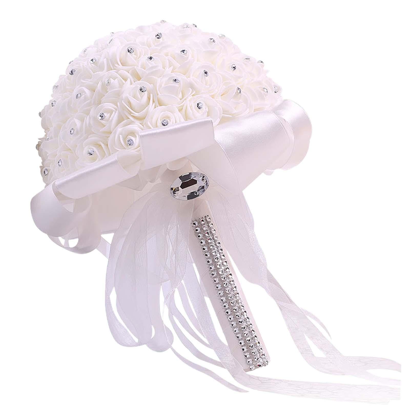 Quxvuis White Bridal Bouquet Wedding Bridal Bouquets Artificial Roses Flowers Joyfully Celebrate Life S Moments With Stunning Floral Bouquets Bride Bouquet, 26X22.5cm
