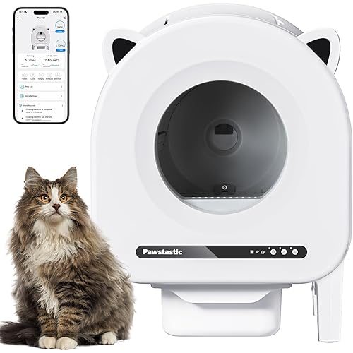 Self Cleaning Litter Box, APP Control and Safety Sensors, Smart Health Monitor, 68 L Large Space Odor-Free Waste Disposal for Multiple Cats