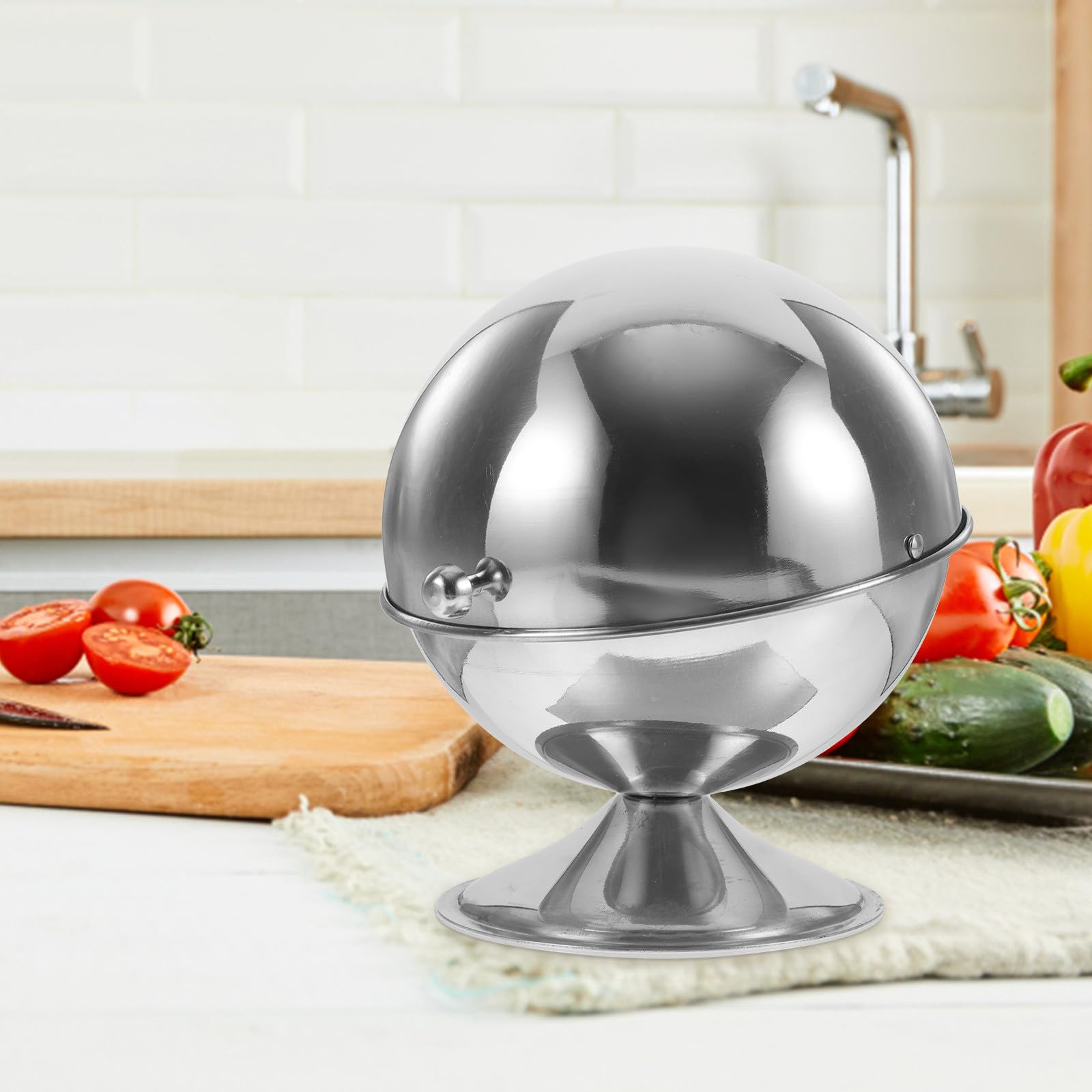 SHERCHPRY Sucrier Boule avec Couvercle à Rouleau Résistant à L'usure en Acier Inoxydable 304 Pot à Sucre Facile à Nettoyer, Cuisine Service