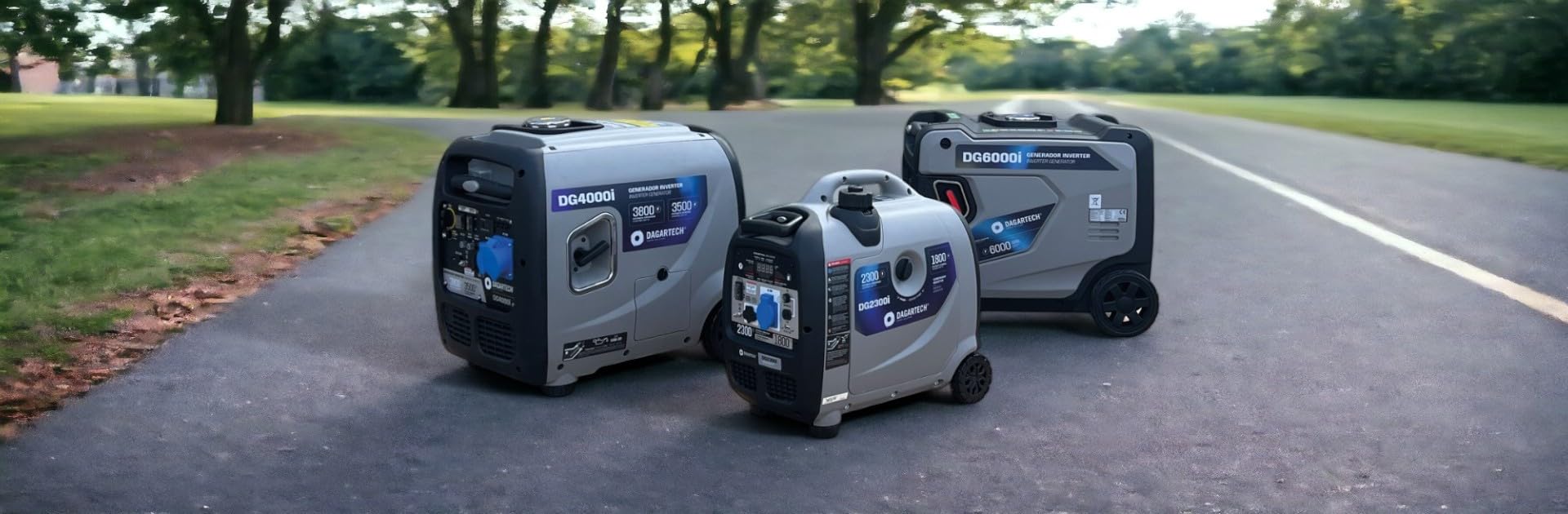 DAGARTECH - Generador Inverter DG4000i a Gasolina 230V 3,5 kW Continuos 3,8 kW Máx con Arranque Eléctrico, Bajo Consumo, PowerPulse y Kit Transporte