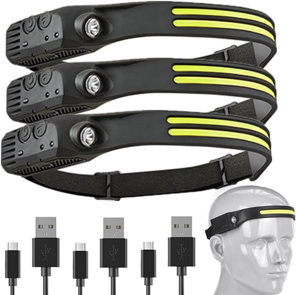 Zenova Luxelight Led Headtorch, Lumilight Head Torch,Rechargeable LuxeLight LED Headlamp,Smart Motion Sensor 230° COB Headlight,Constant On/Sensing 2 Modes HeadLamp for Camping Hiking Fishing (3, B)