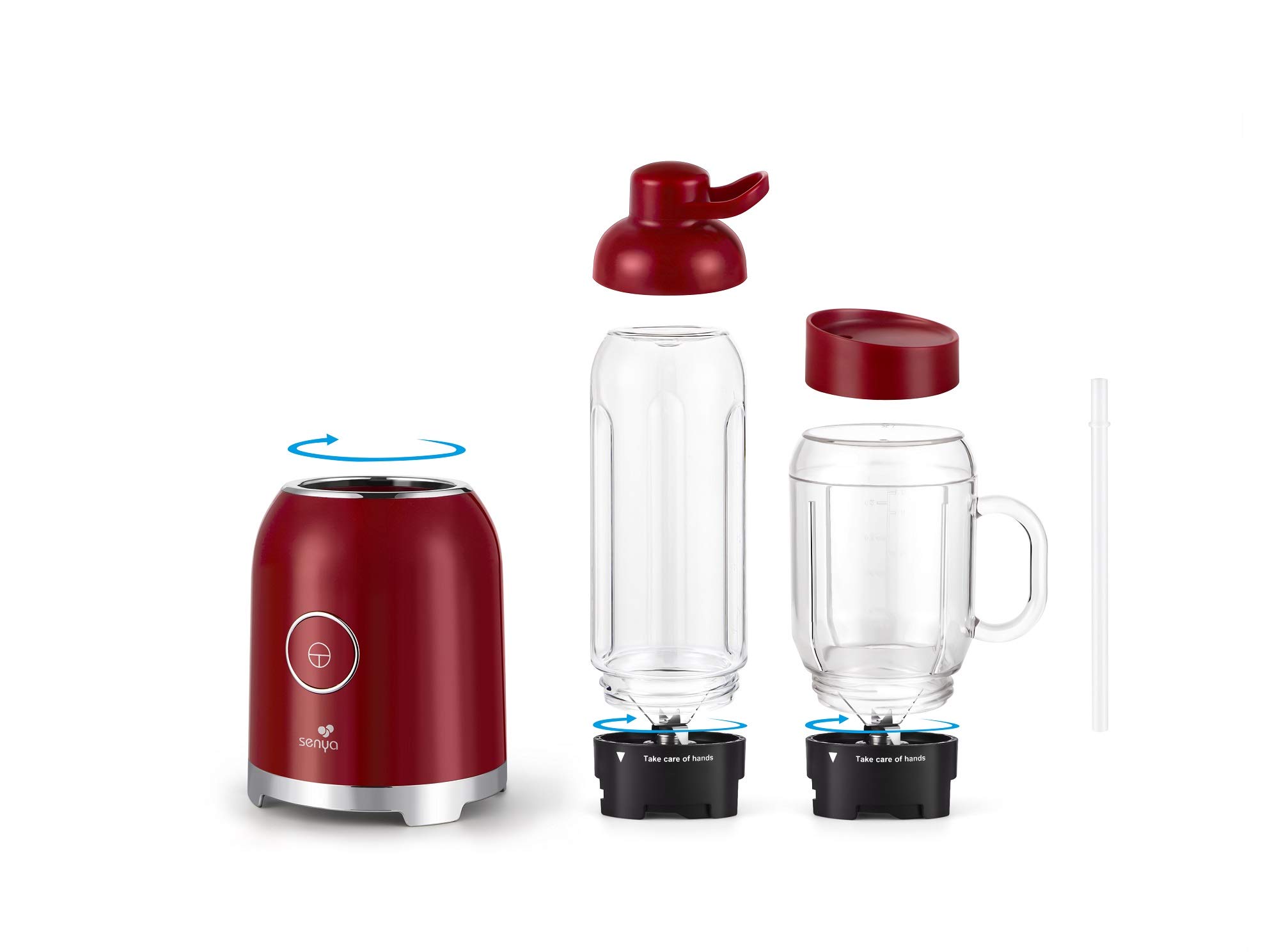 SENYA JUICY DELIGHT, Blender Portable 250W – Mini Blender avec Gourde 600 ml et Mug 500 ml – 6 Lames en Acier Inoxydable – Mixeur Smoothie et Shakes Protéinés – Sans BPA