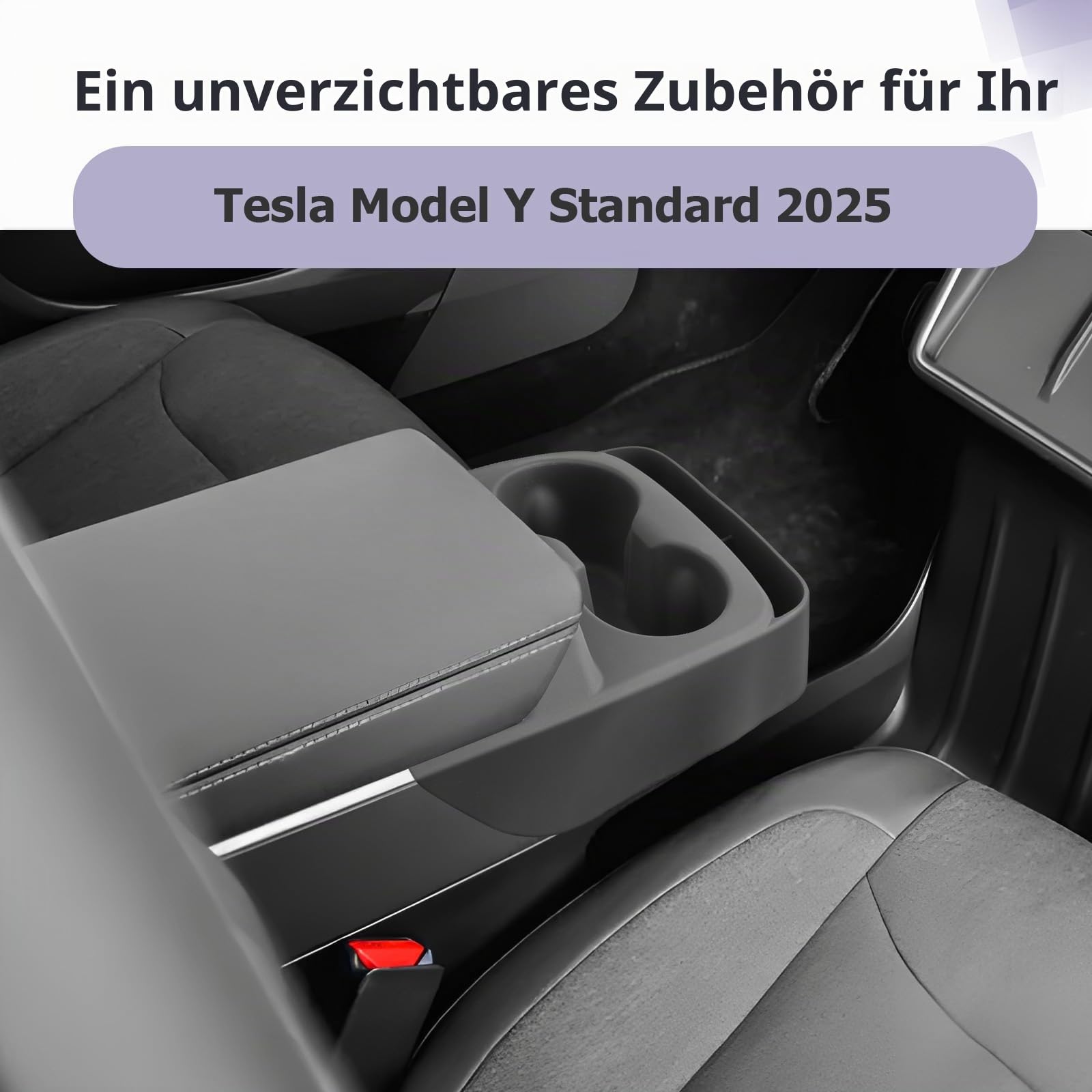 LUWU Kompatibel mit Tesla Model Y Juniper Standard 2025 2026 2027 (Nicht für Premium) Mittelkonsole Getränkehalter Auto Wasserbecherhalter OEM Anti-Rutsch Model Y Zubehör