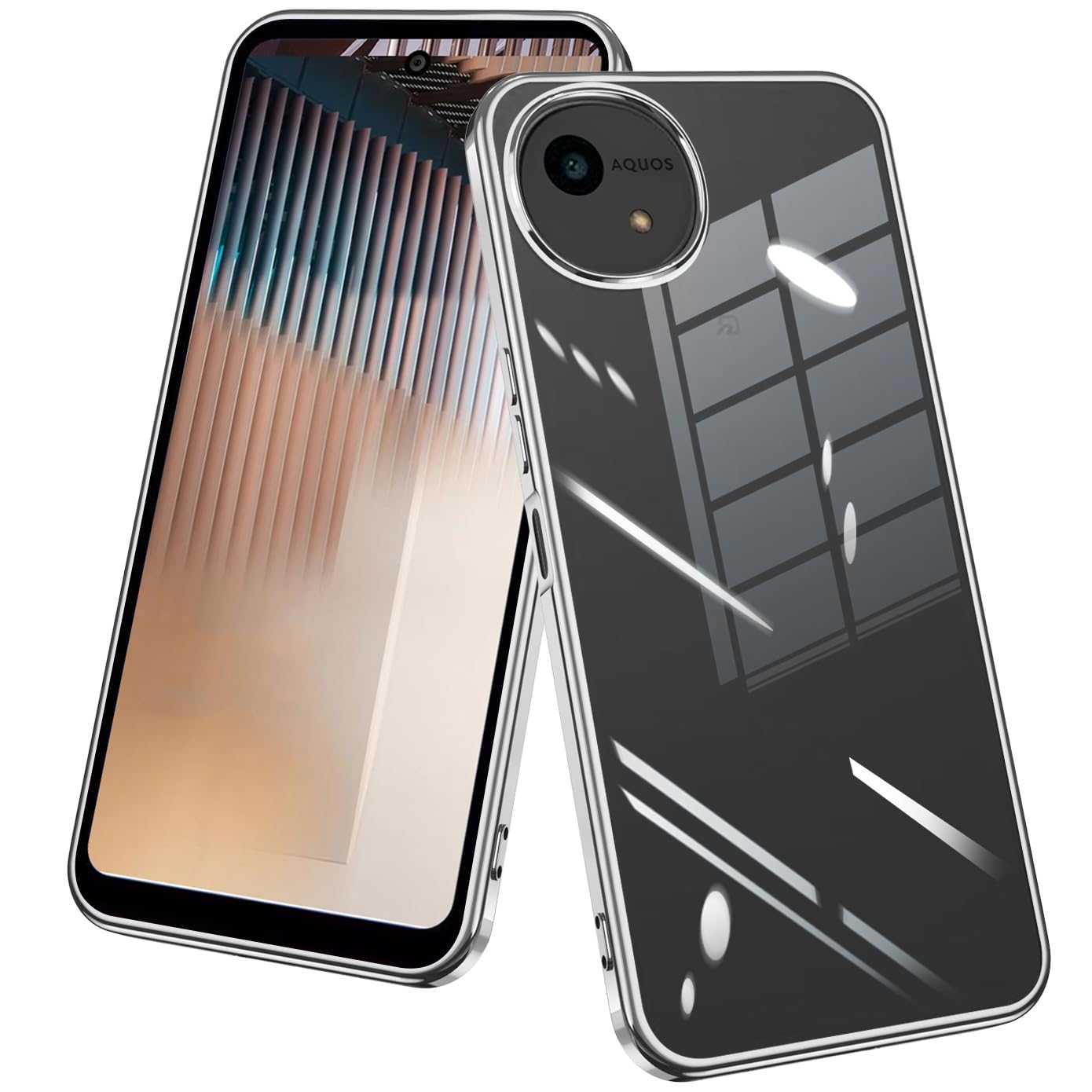 AQUOS wish5 ケース クリア ソフトケース ドイツTPU素材採用 100MPa射出成形 真空電鍍フレーム 耐衝撃 黄ばみ防止 レンズ保護 薄型 軽量 カード・写真を挟める DIYデコ 通勤・デート・旅行・オフィス向け（シルバー）