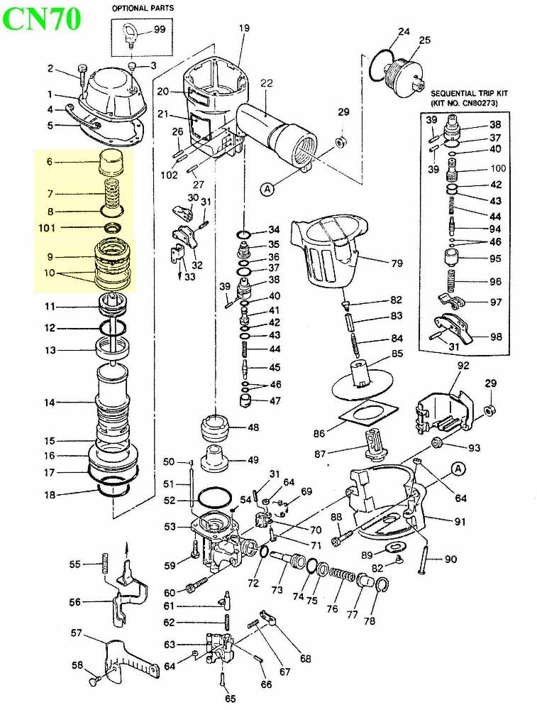 Head Valve Set CN37526 KK23195 CN37525 7 Parts for Aftermarket Max CN70 Pallet Siding Coil Nailer