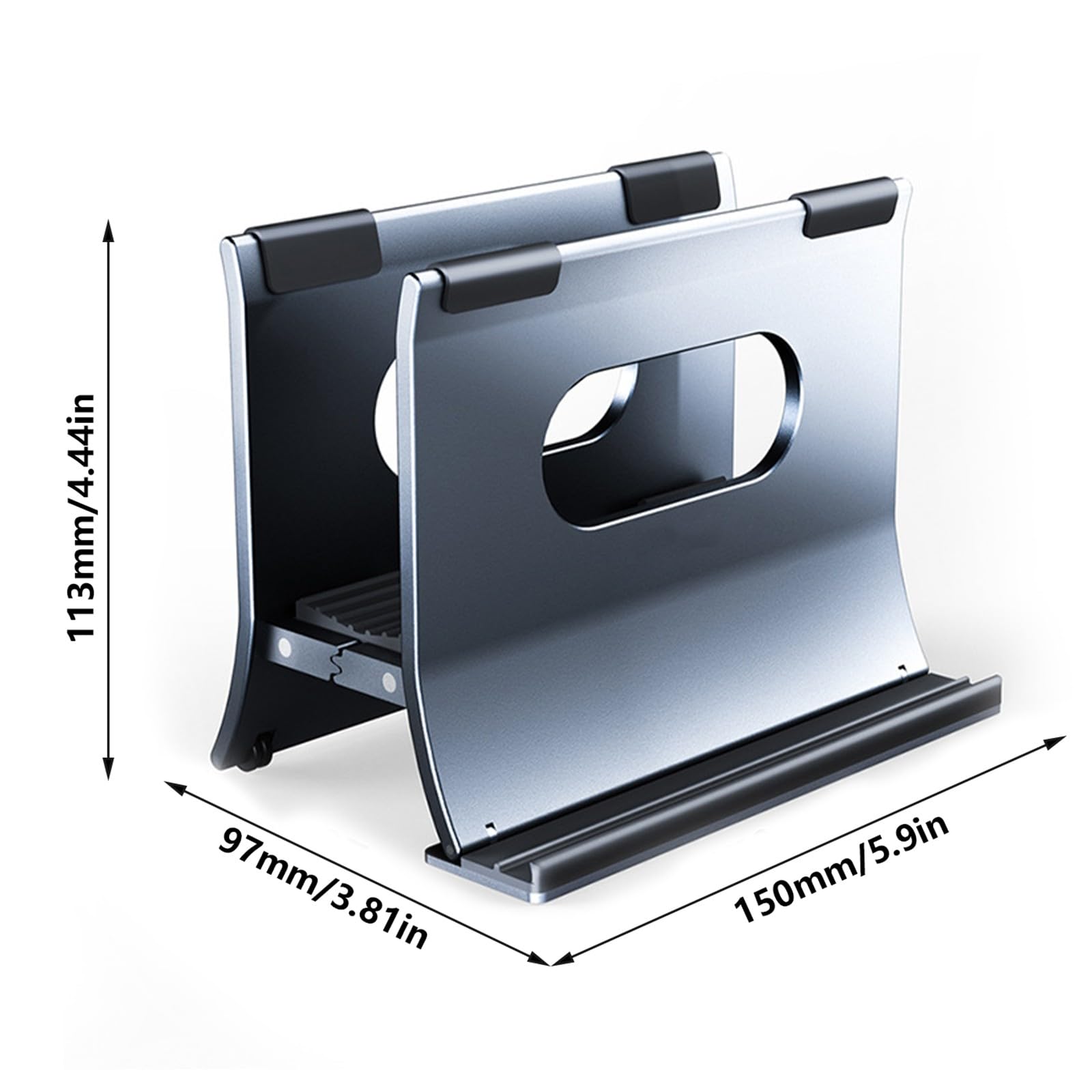 Supporto verticale per laptop con blocco automatico gravitazionale in alluminio ampiamente utilizzato per più modelli di notebook grigio spazio ampio supporto di compatibilità