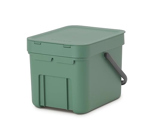 Miniatura 5 de Brabantia Sort & Go - Bote de basura para alimentos (1.6 galonesverde abeto) Pequeño organizador de abono de cocina con asa y tapa extraíble, fácil