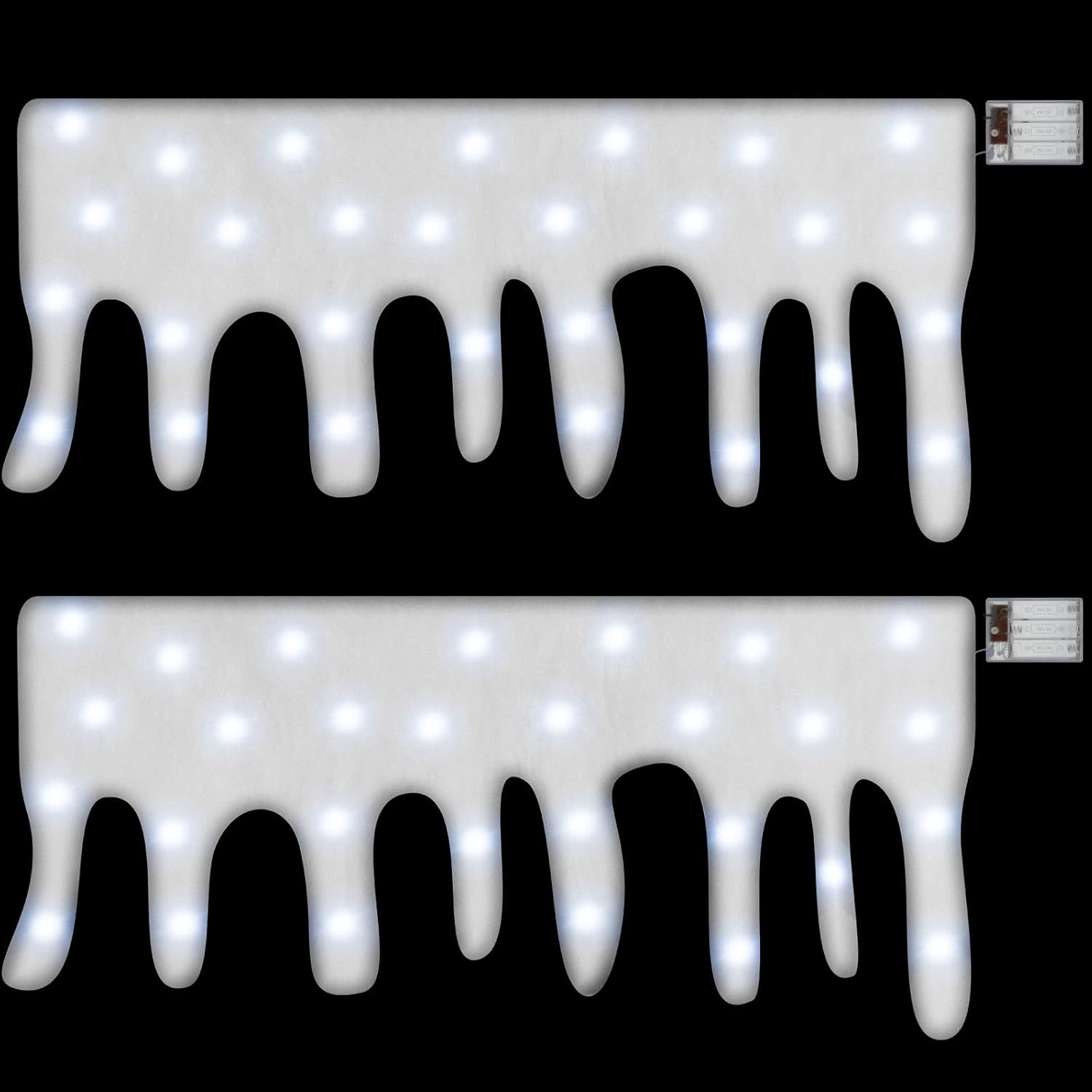 2 Pcs Christmas Snow Blanket with LED Lighted Table Runner Snow for Mantle Icicle Mantle Cover for Village Decorations Xmas Artificial Holiday Decor, 59 x 16 Inches (White Lights)