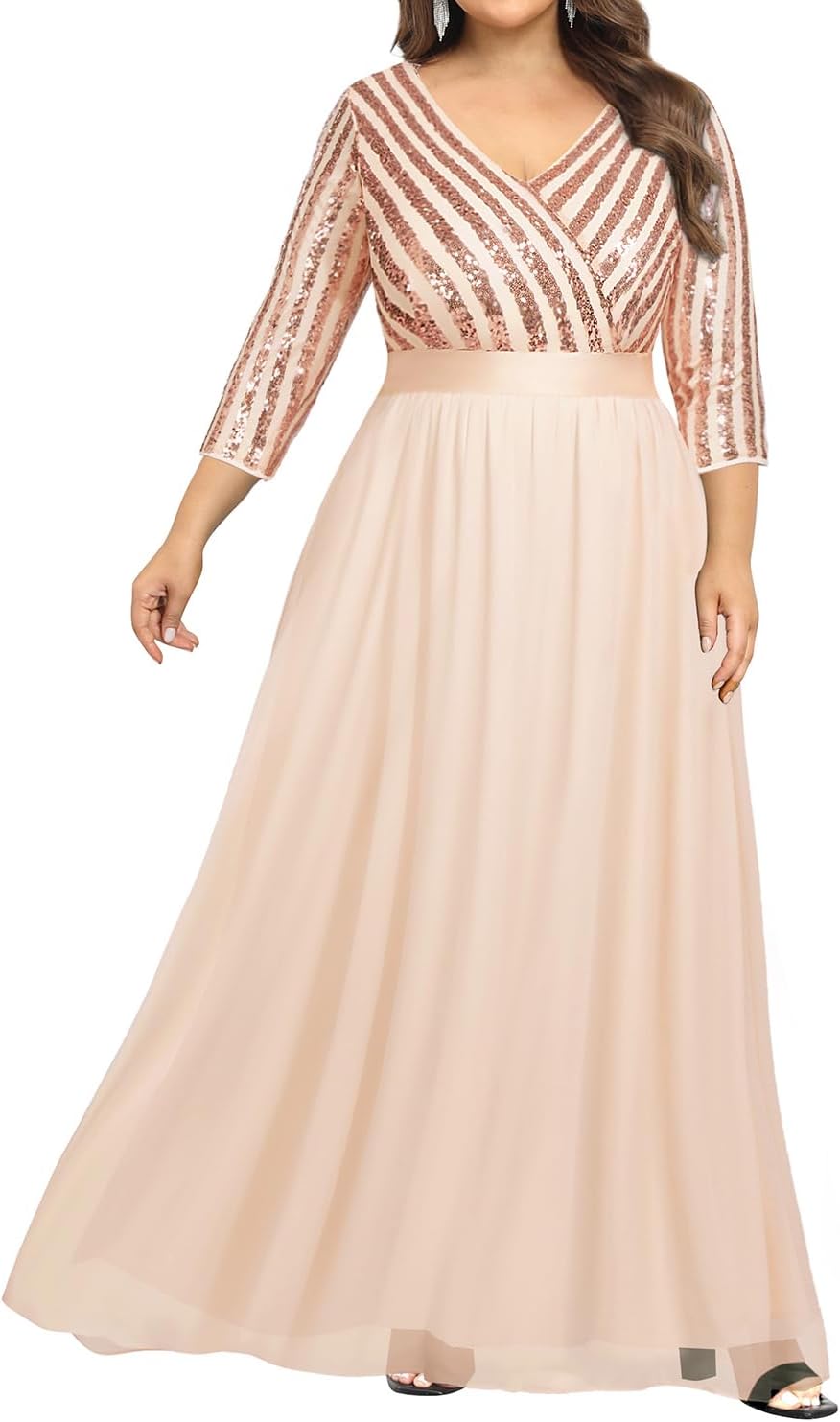 Womens Plus Size Formal Dresses V Neck 34 Sleeve Chile Ubuy