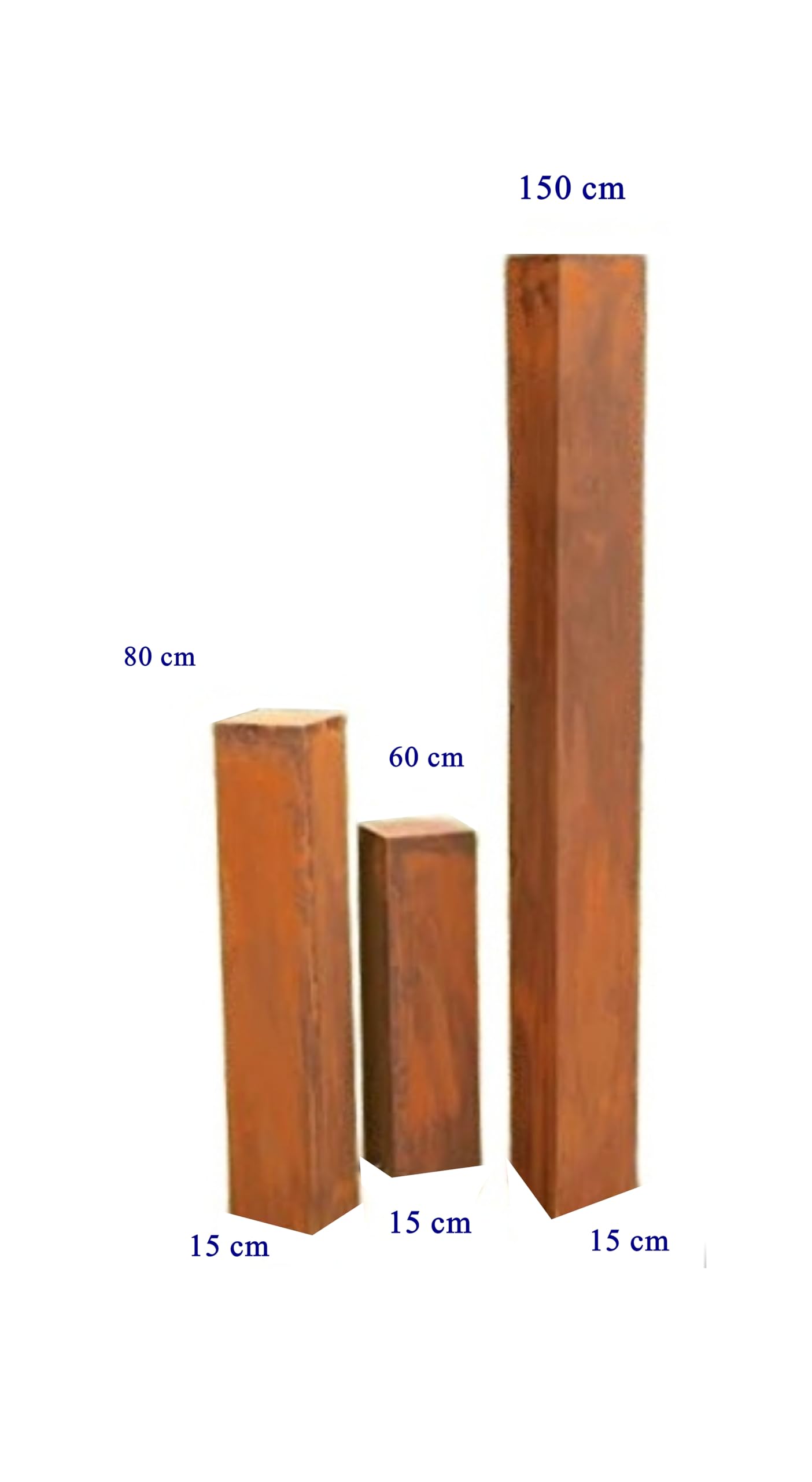 Gartendeko Rostsäulen-Paar – 100/60 Cm Hoch, Dreieckig, Mit Edelstahlkugeln