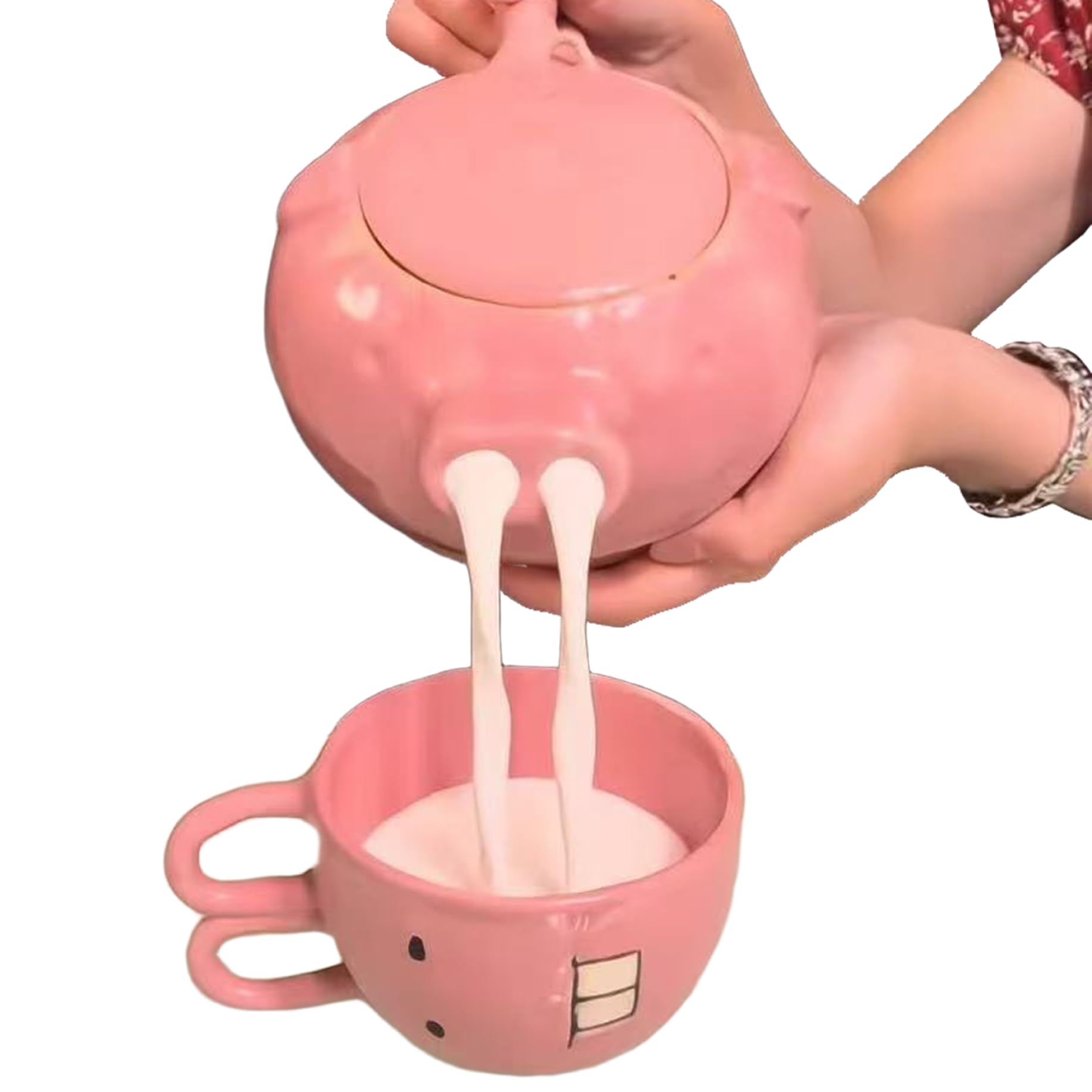 Ensemble de théière et de tasses cochon et lapin le cadeau original idéal