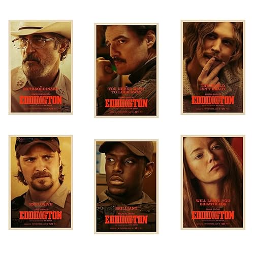 エディントンへようこそ ポスター 3/6枚セット ホアキン・フェニックス ペドロ・パスカル クリエイティブな壁掛 キャラクター かっこいい プリント壁アート デコレーション 装飾品 コレクション 映画 非公式 (6枚セット)