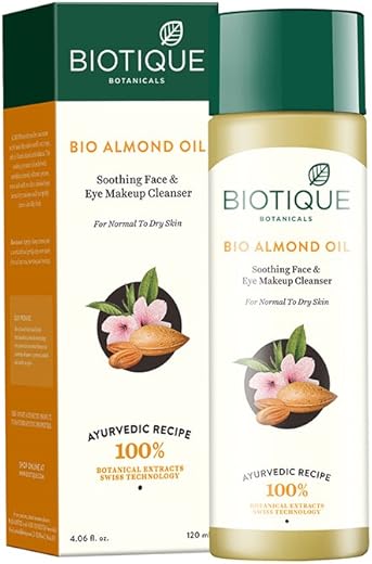 Biotique Almond Oil Soothing Face and Eye Make Up Cleanser for Normal to Dry Skin, 120ml