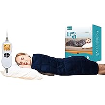 Ruqiji 17''x33'' 加重加热垫,5。2 磅,带 12 个温度设置和倒计时显示屏,缓解背部/颈部/肩部/腹部/腿部疼痛,送给爸爸妈妈的生日礼物女式男式（海军蓝）