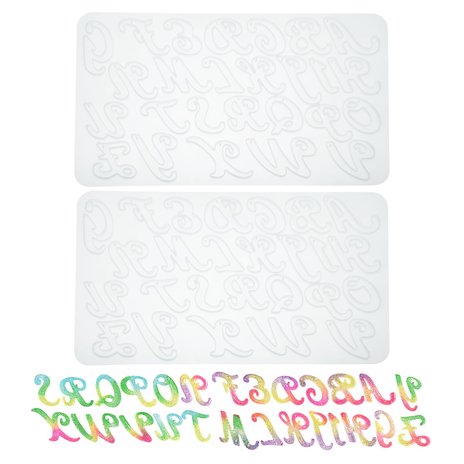 PATIKIL Large Alphabet Resin Mould with Hole, 2 Pcs 15.1" x 9.2" Reversed Letter Silicone Moulds for Epoxy Resin Blank Casting Mould for DIY Art Craft Keychain Ornament Making Tool, White