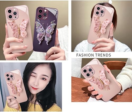 Miniatura 2 de AIGOMARA Funda para iPhone 13 Pro Max de 6.7 pulgadas, bonita mariposa chapada en purpurina con protección de la cámara, a prueba de golpes,