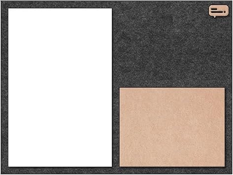 SOVORM Felt Board, Bulletin Board with Magnetic White Board,23.6x31.5in Self-Adhesive Notice Board for Wall,for Home, School and OfficeGray