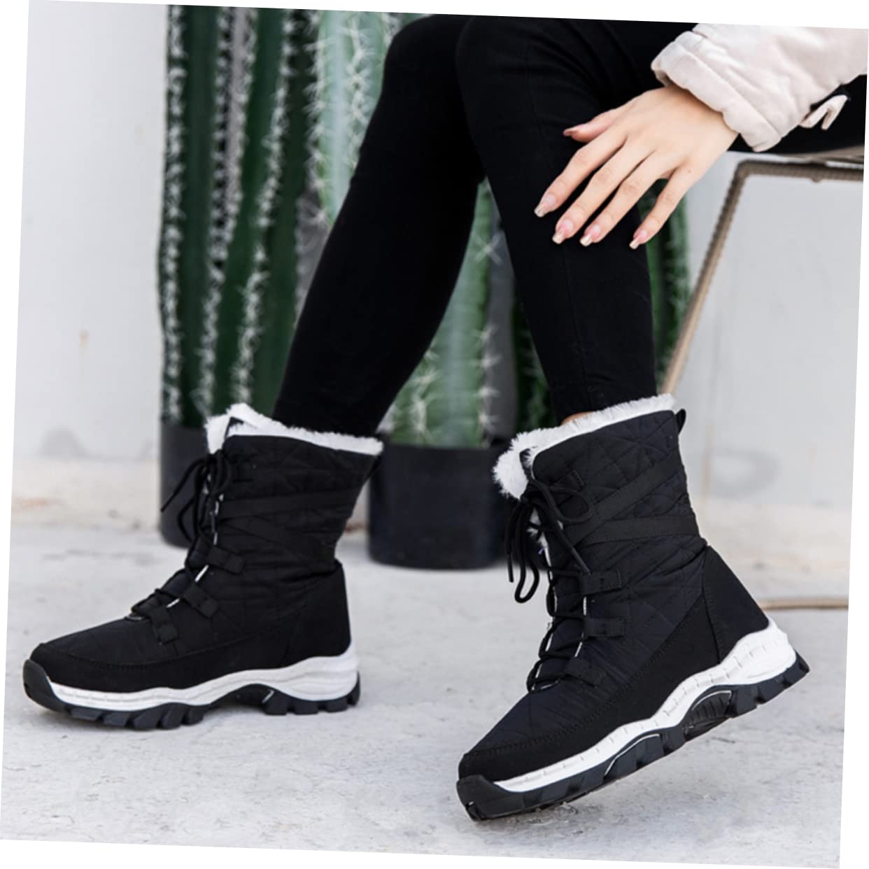 BESPORTBLE Zapatos de Algodón Cálidos Botas de Invierno Cómodas para Mujer de Felpa Botas Cálidas para Exteriores
