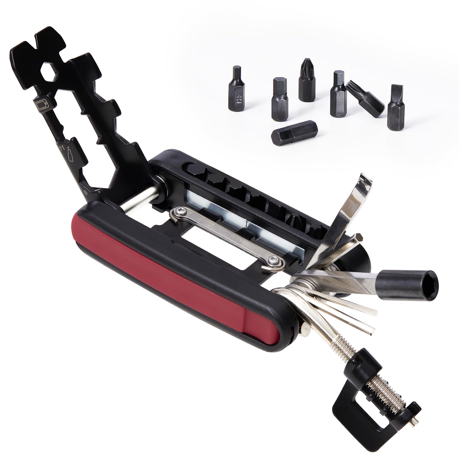 Kit di Riparazione Bici Multifunzione, 25 in 1 Attrezzo Pieghevole, Kit di Strumenti per Emergenze Outdoor, Set di Attrezzi per Biciclette da Strada e Mountain Bike