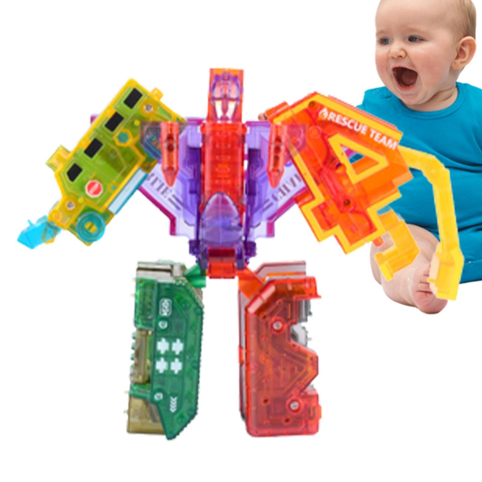 Number Bots - Math Toys - ABS Deformation | Digital Transforming Assembled Robot 1050g, 15 In 1 Mech Building Block Set Helps Children Learn Counting Through Vehicle Play