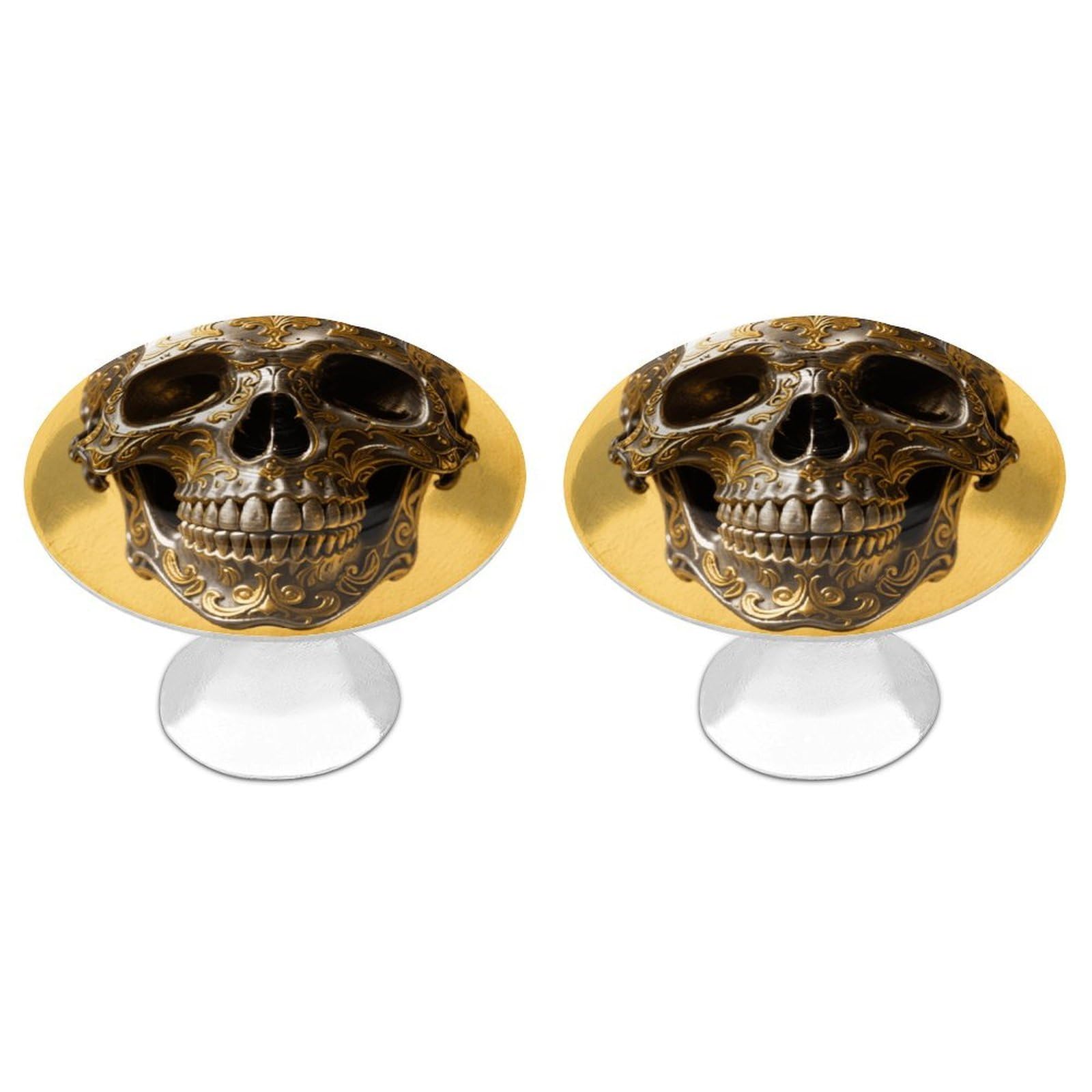 LPSADGF Vintage Metal Skull Cabinet Knobs 2-Pack Stainless Steel Cabinet Pulls Vintage Drawer Pulls Handles for Kitchen Cabinets, Bathroom, Wardrobe Easy Install