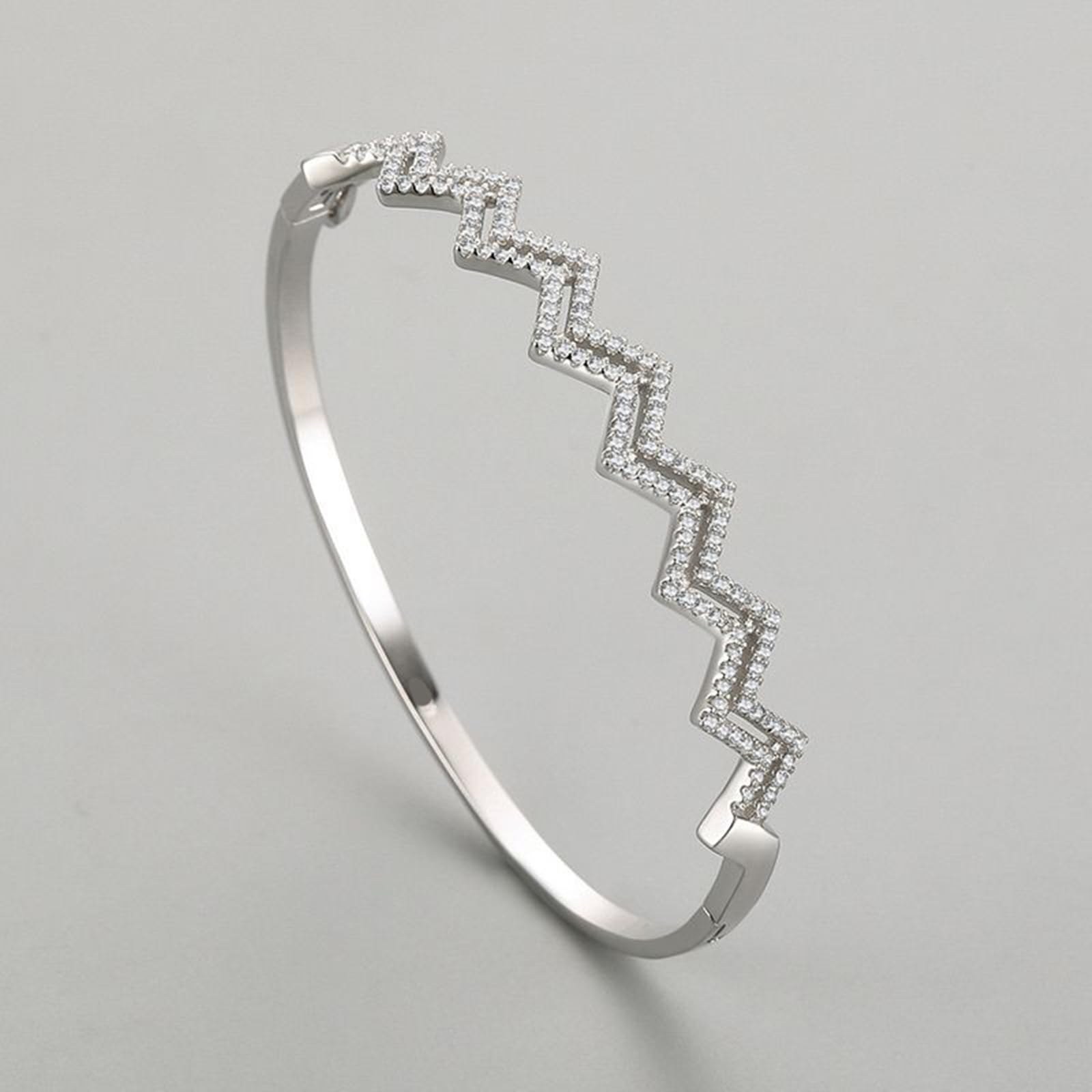 Dwurzędowa bransoletka z zawieszką w kształcie fali złota, dla kobiet z moissanitem, bransoletka z wisiorkiem, możliwość personalizacji, 9K/14K/18K białe złoto/platyna 950