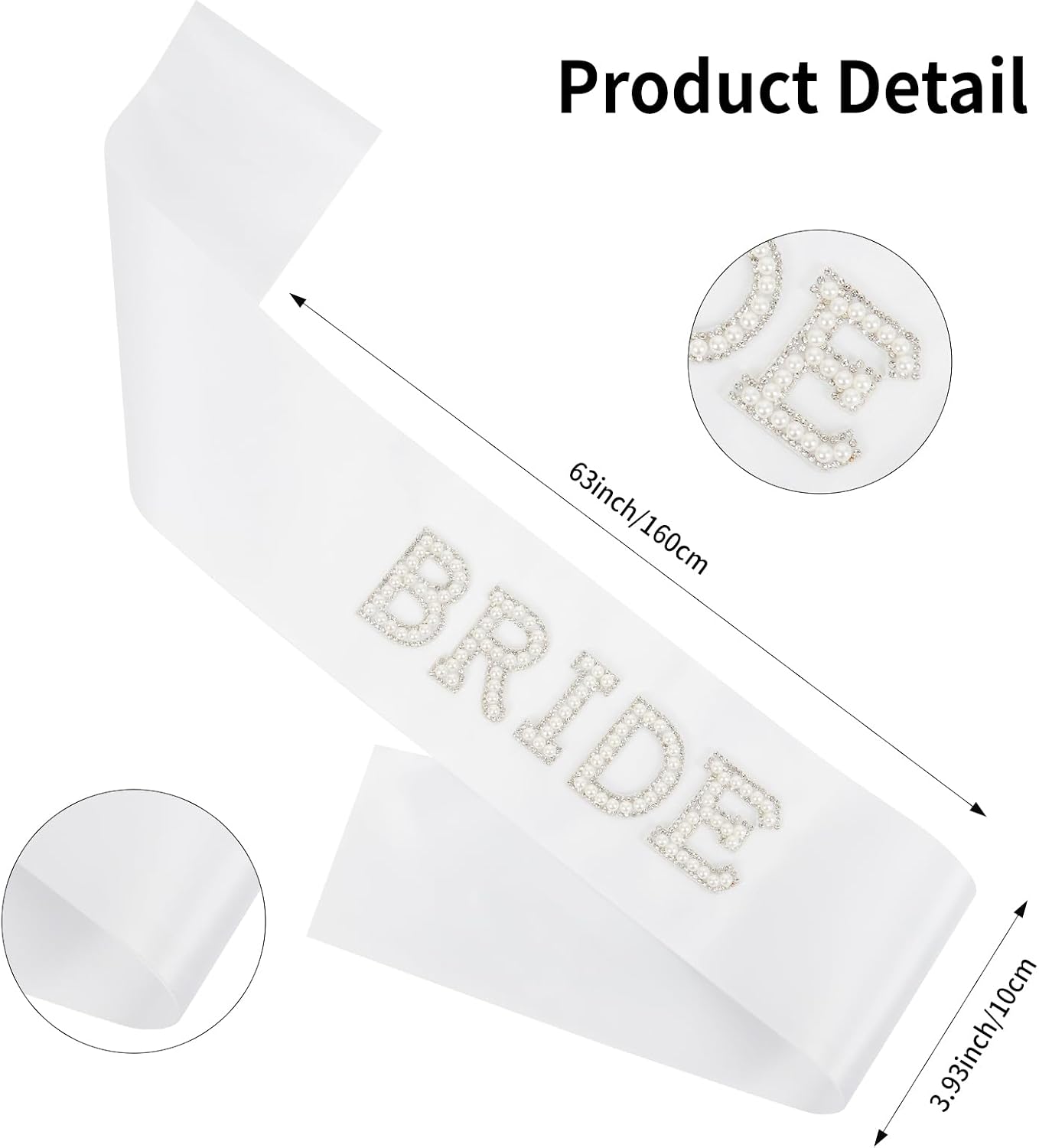 Bride To Be Sash White Wedding Veil, Bride Pearl Satin Sash Veil Set Bachelorette Party Favors Accessories for Bridal Showers Engagement Party Decorations