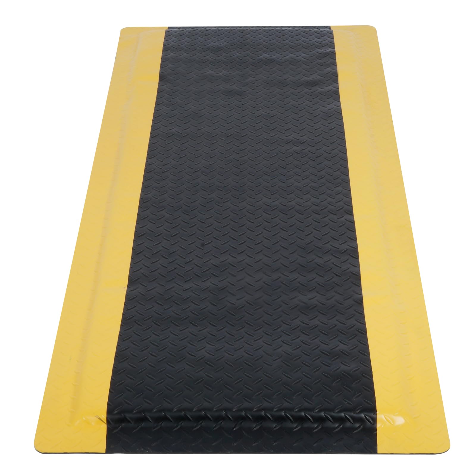 tonchean Tapis anti-fatigue - 60 x 152 cm - Tapis de travail ergonomique en mousse PVC - Pour banc de garage - Noir et jaune