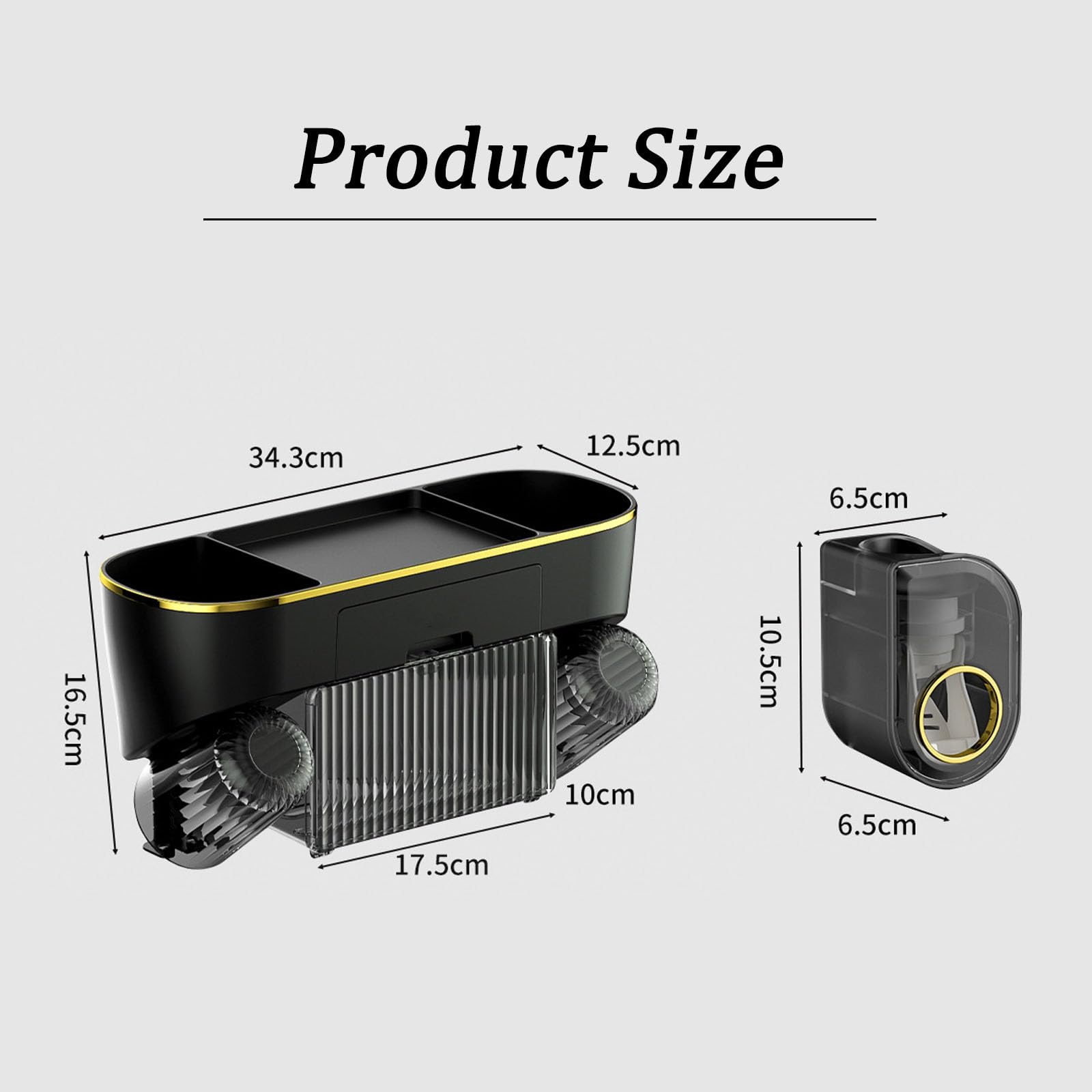 Portaspazzolini da Parete con Distributore di Dentifricio, Set Portaspazzolino Organizer da Bagno con Scatola di Fazzoletti, Adatto per L'installazione su Pareti Piatte-Black