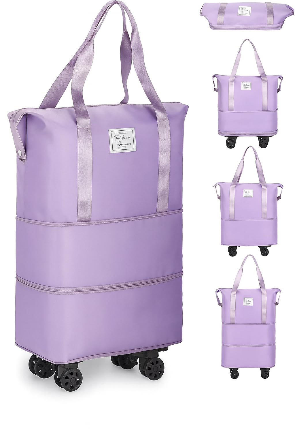 Foldable Travel Bag Expandable, Rolling Duffle with Wheels, Weekender with Detachable Rolling Wheels for Women and Men-image-38