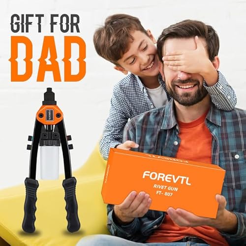 FOREVTL Rivet Gun - 1/4 Pop Rivet Gun Kit with 210 Pop Rivets (3/32", 1/8", 5/32", 3/16", 1/4'') Full Metal 13" Large Heavy Duty Manual Hand Riveter Tool for Metal, Gutter & Automotive - Image 6